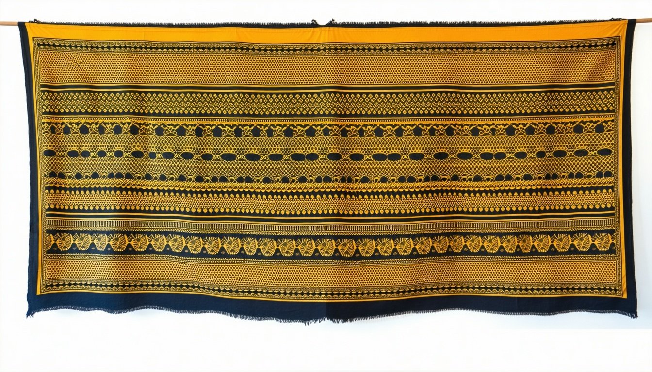 Handmade wall hanging with intricate patterns